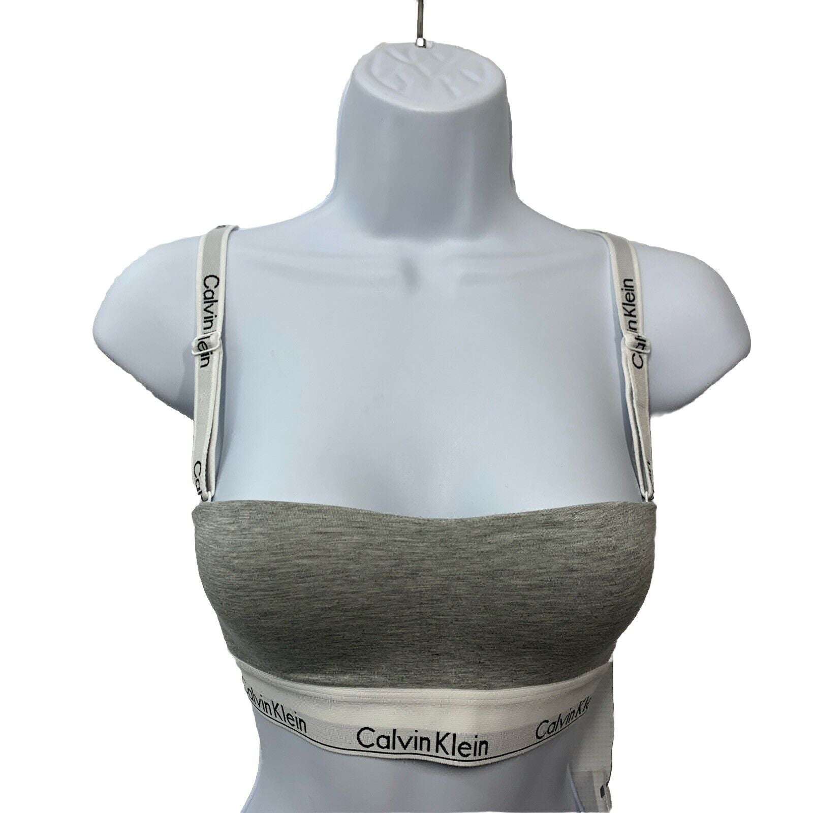 Calvin Klein Lightly Lined Bandeau Bra Gray Padded Smooth Soft Strapless Size S