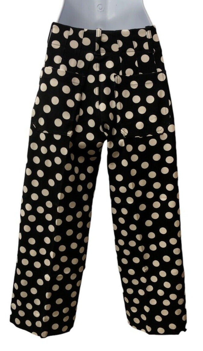 Anthropologie Women Black & White Dress Classic Pants Size 26P Petites Polka Dot