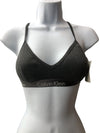 Calvin Klein Women's Motive Cotton Lightly Lined Bralette Gray Small Wireless