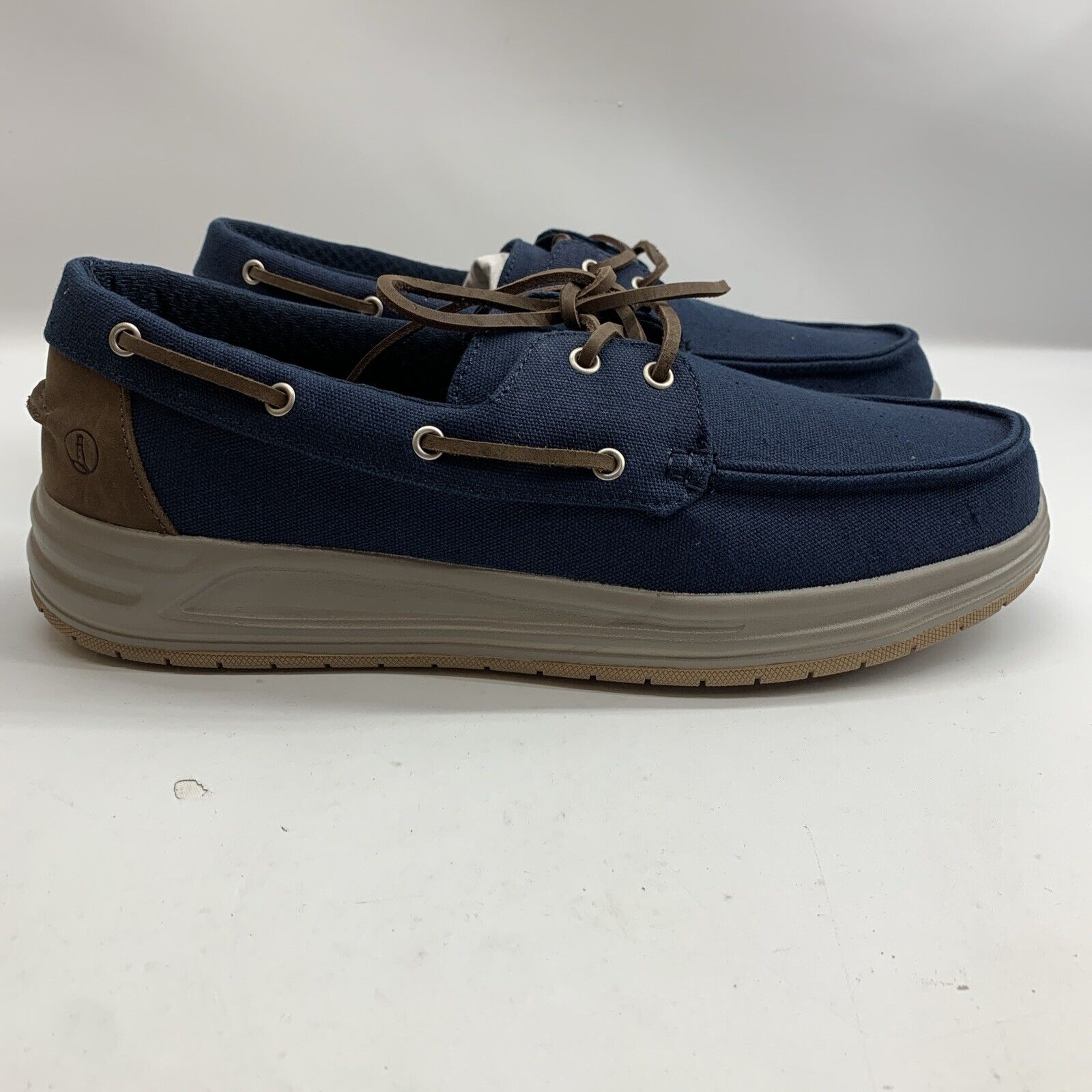 Lands' End Canvas Boat Shoes Men Deck Mens Slip Ons Casual Navy Blue Size 11.5