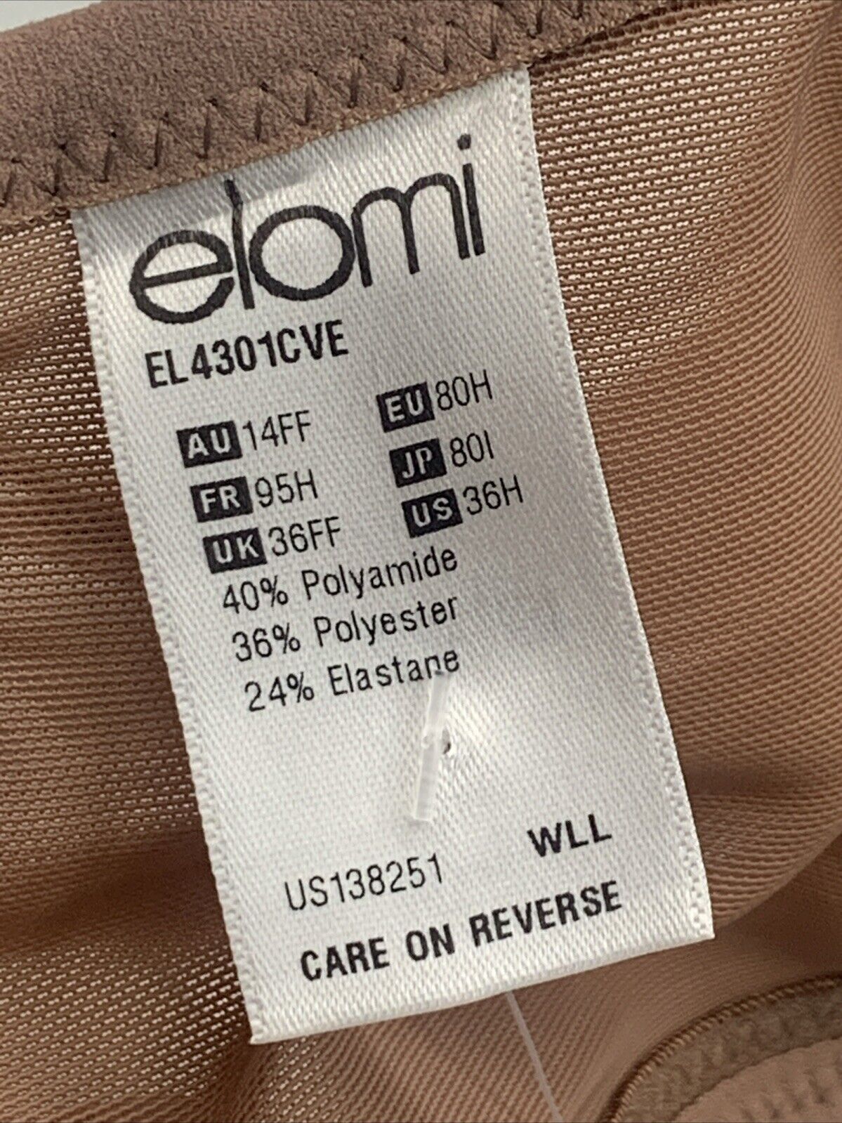 Elomi Women's Smooth Moulded T-Shirt Bra Aerocool EL4301CVE Non-Padded Size 36H