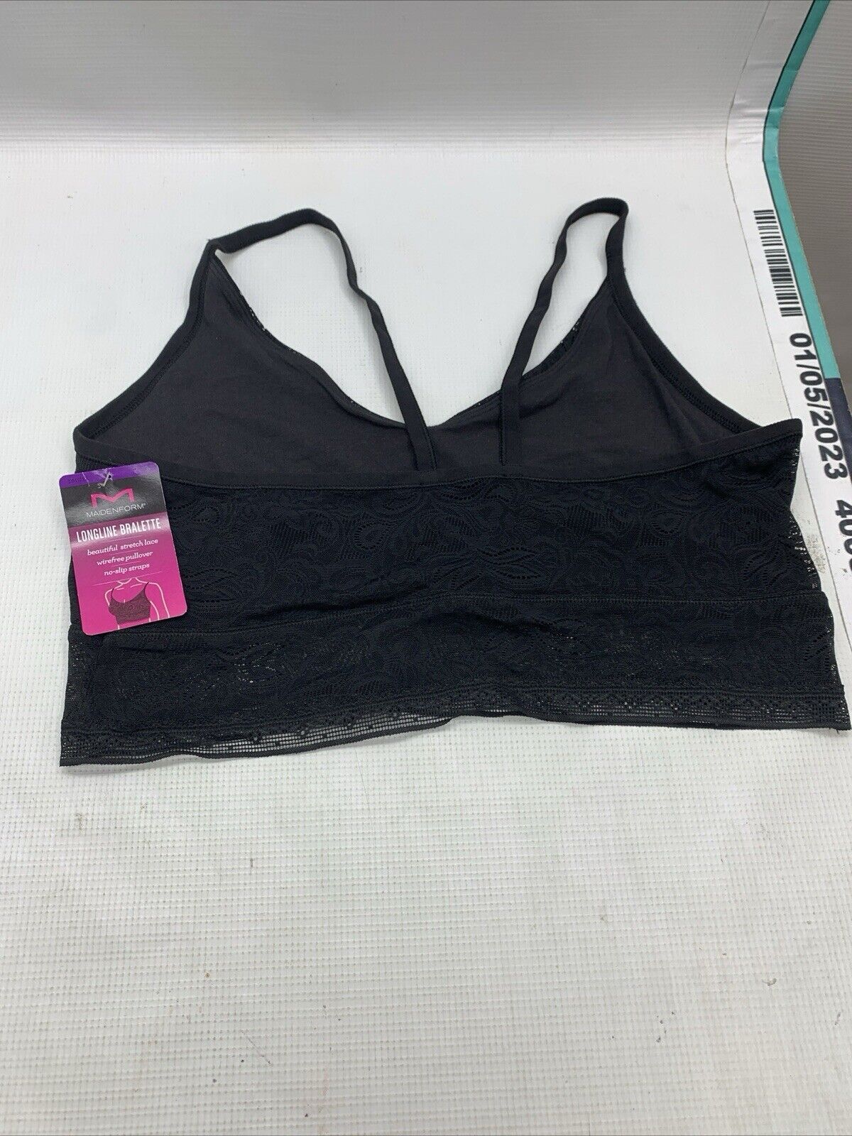 Maidenform All-Over Lace Longline Bralette Black DMSLLB Pull-On No-slip Size 2XL