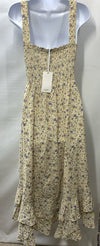 GRACE KARIN Summer Floral Boho Dress Square Neck Strapped Swing Size 2XL Yellow