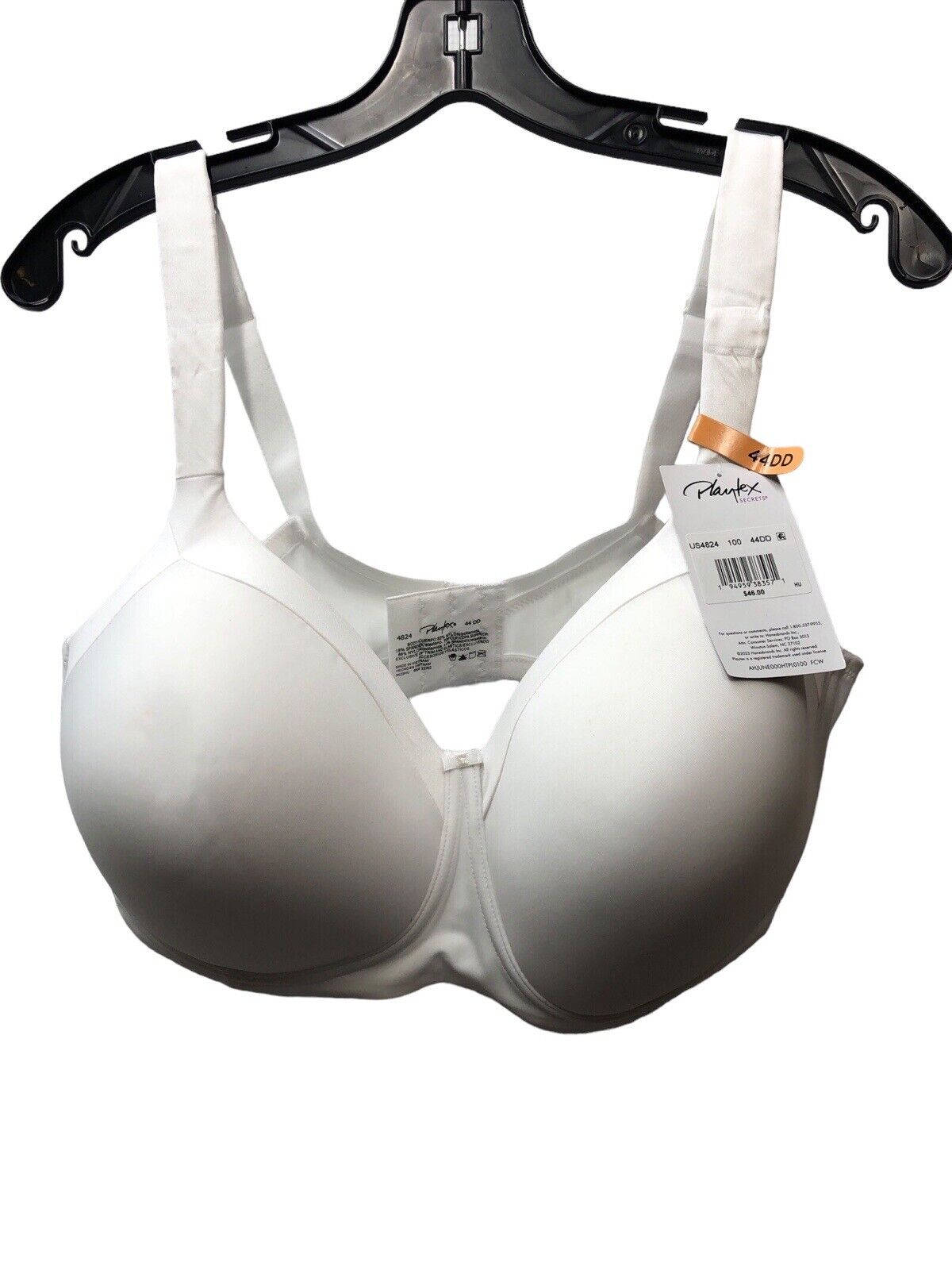 Playtex Secret US4824 Shape Lined Balconette Wirefree Bra White Size 44DD Opaque