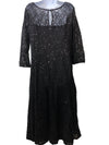 S.L. Fashions Women's Tea Length Three Quarter Sleeve Sequin Lace Dress Size 14