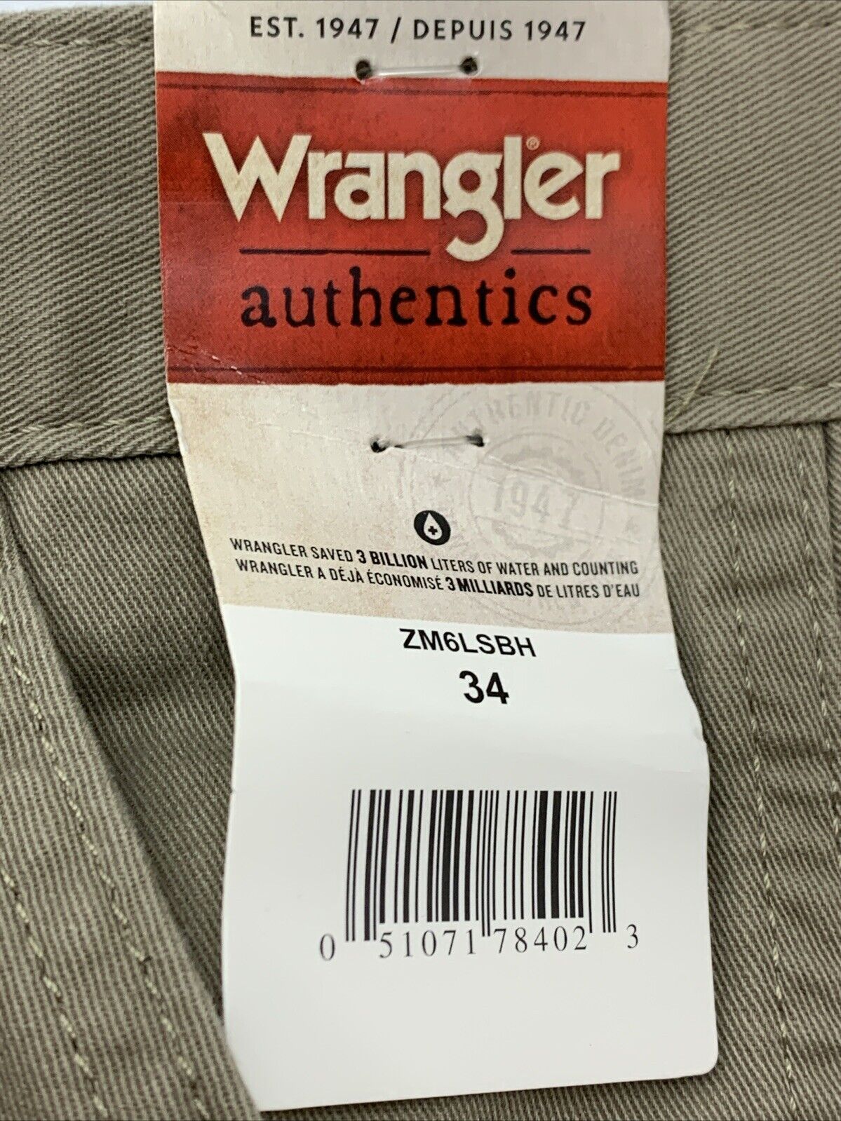 Wrangler Authentics Men's Classic Relaxed Fit Cargo British Khaki Twill Size 34