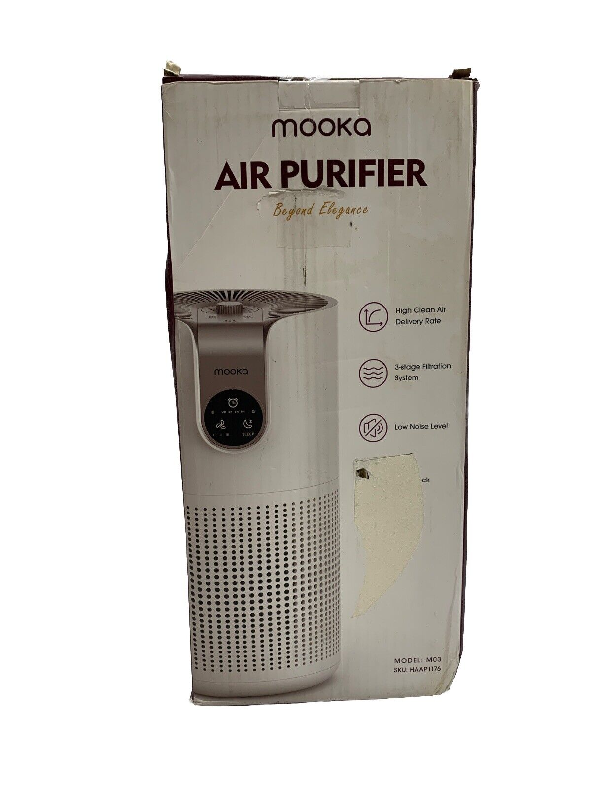 MOOKA Air Purifier for Large Room - 1500ft. Smart HEPA Filter Air Cleaner White