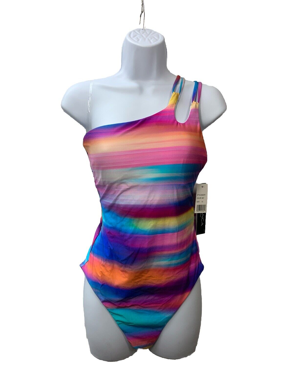 La Blanca Womens Strappy Shoulder One Piece Swimsuit Rainbow LB3ZQ15 Size 10