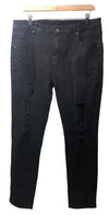 Roswear Womens Denim Black Stretch Jeans Straight Size XL Long Pants with Pocket