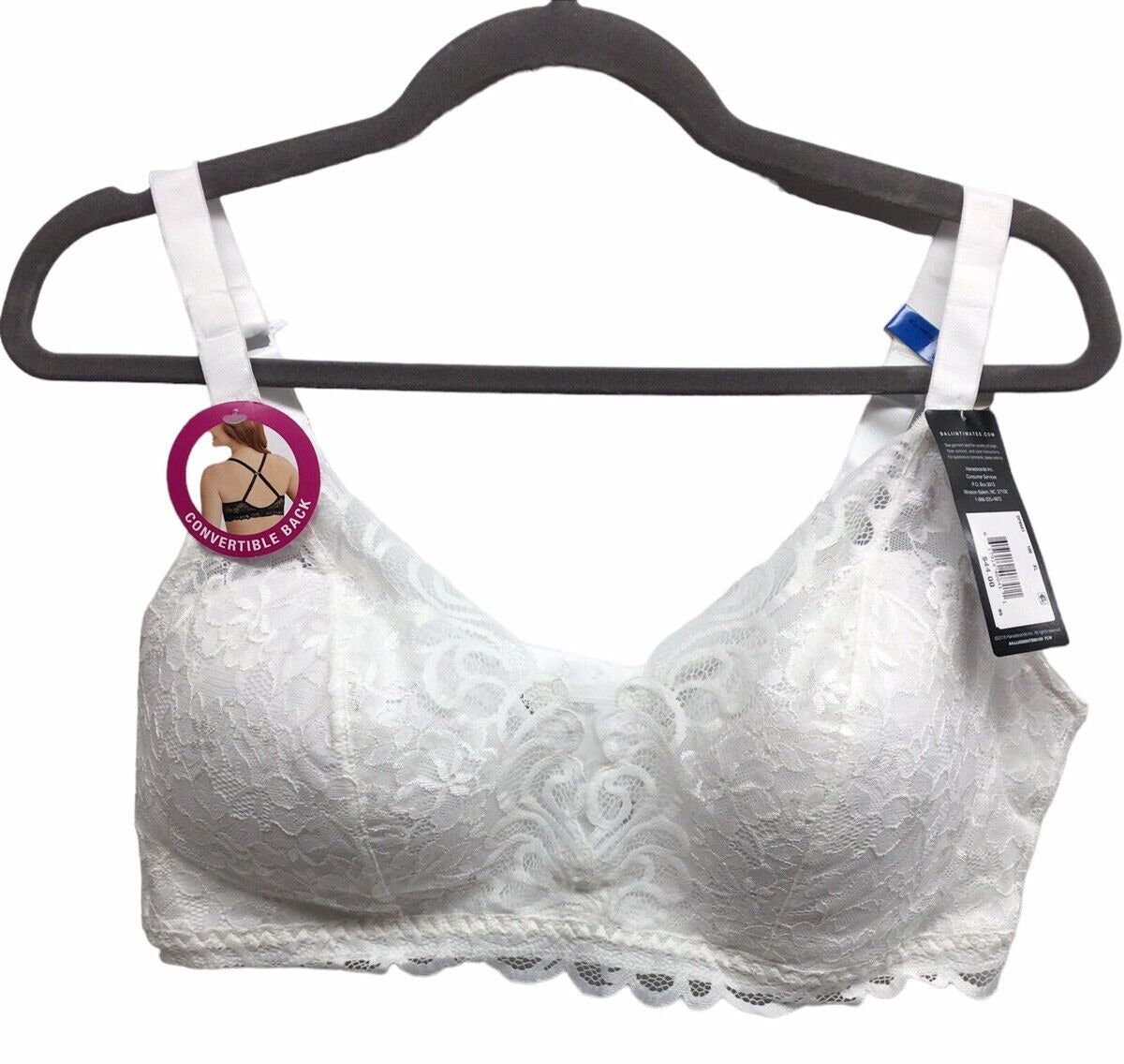 Bali DF6591 White Lace Desire Wirefree Bra ComfortFlex Fit Size Full-Coverage XL