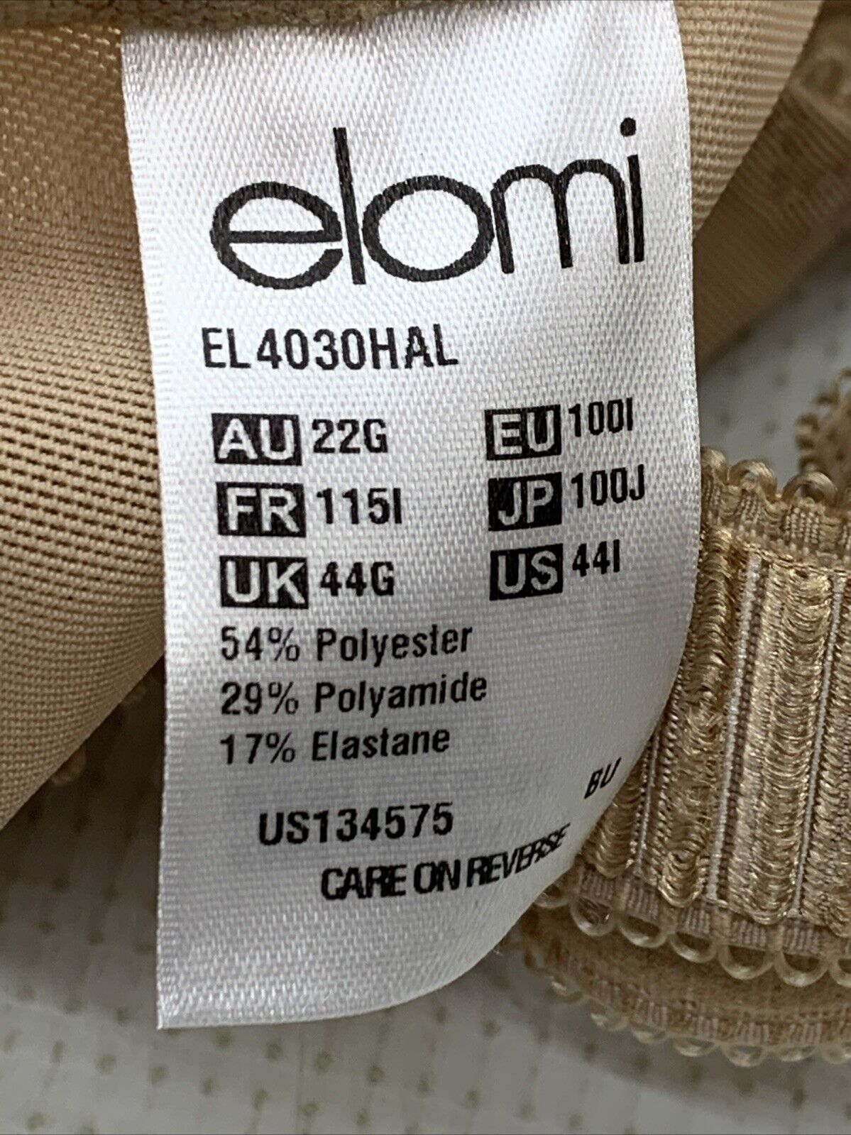 ELOMI Women'ss EL4030 Cate Underwire Full Cup Banded Bra Unlined Mesh Size 44I