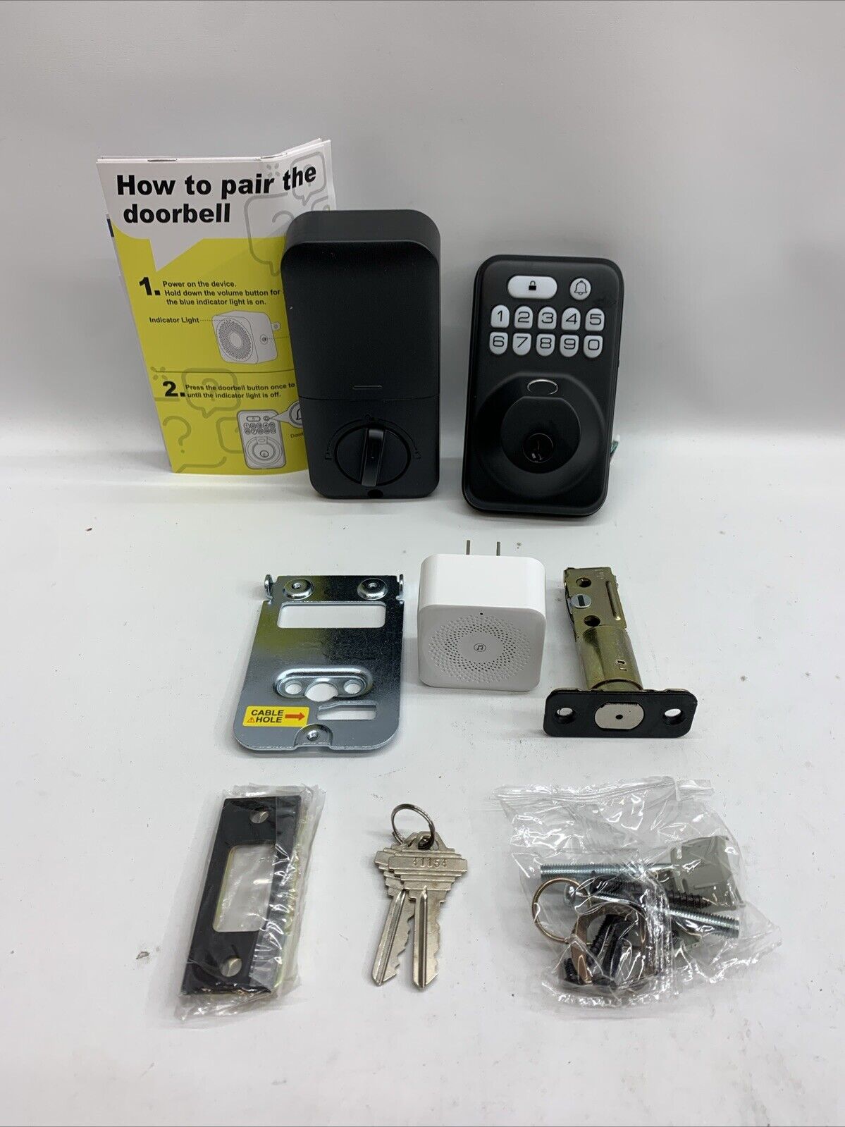 TEEHO TD002C Digital Keyless Entry Door Lock with Keypad - With Doorbell Black