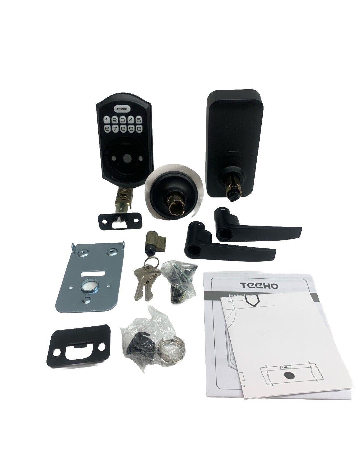 TEEHO TE004 Keyless Entry Door Lock Handle Electronic Keypad Auto-Locking Black