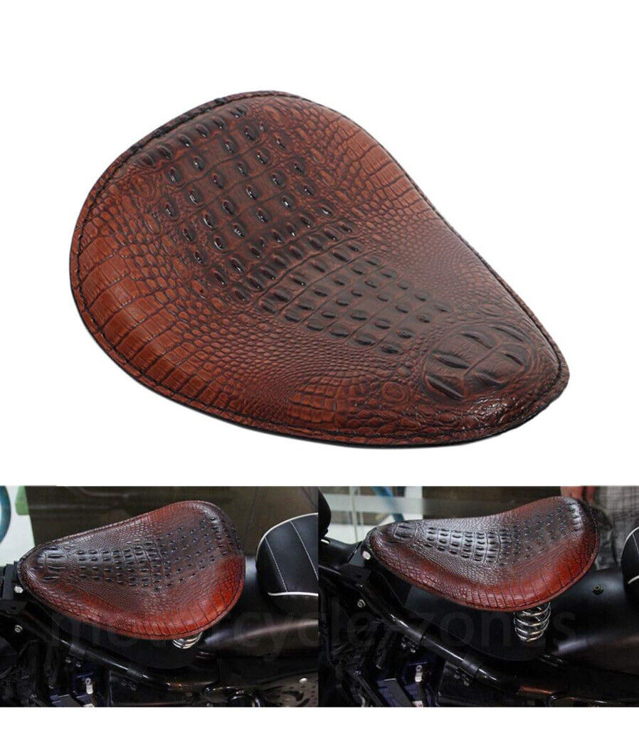 Alligator Motorcycle Leather Solo Driver Seat Base For Harley 48 Sportster XL883