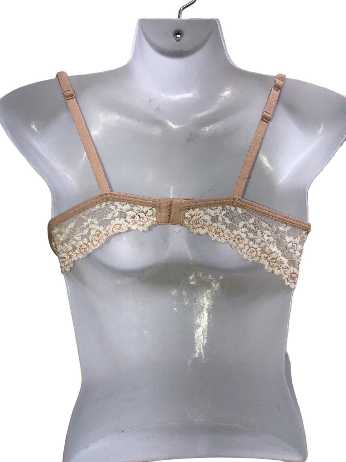 Women's Beige Nylon Stretch Embrace Lace Petite Underwire Push Up Bra 34A