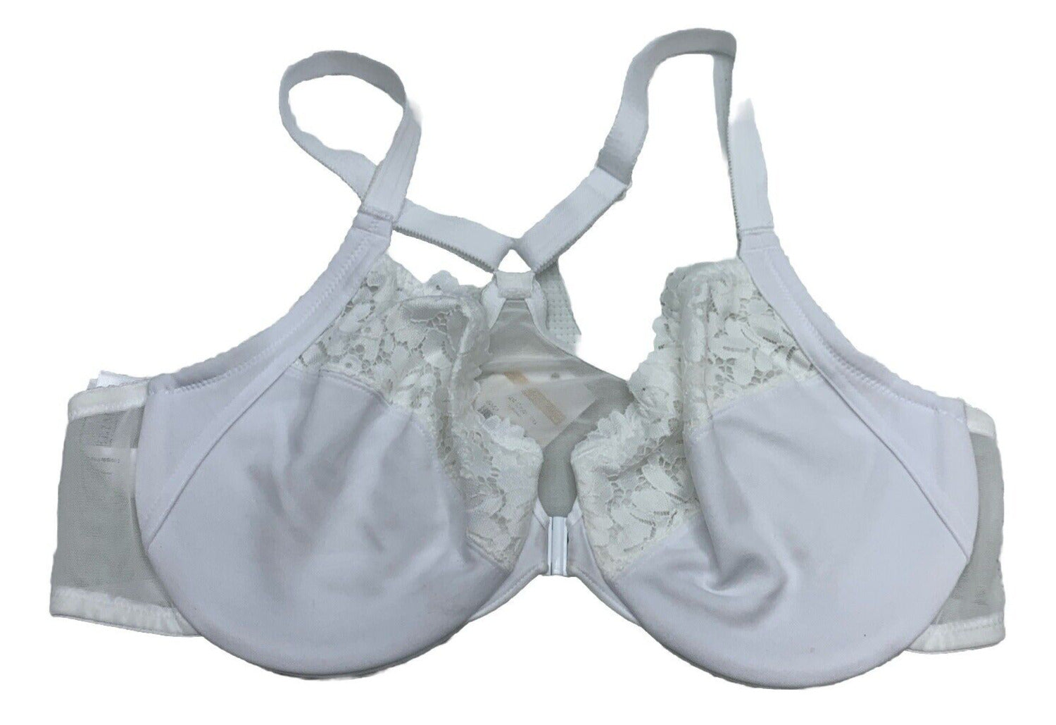 DELIMIRA Front Closure Bra Full Coverage Underwire Racerback Size 38C White