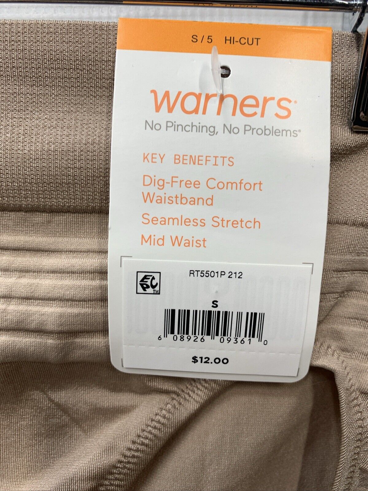 Warners No Pinching No Problem Seamless Hi-Cut Brief Underwear Small RT5501P-212