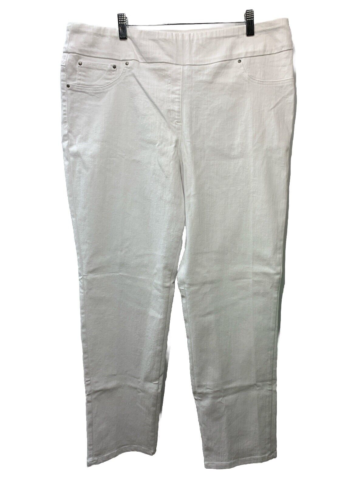 Ruby Rd. Key Item Stretch Denim Long Pants 99403-XF Size 16 White with Pockets