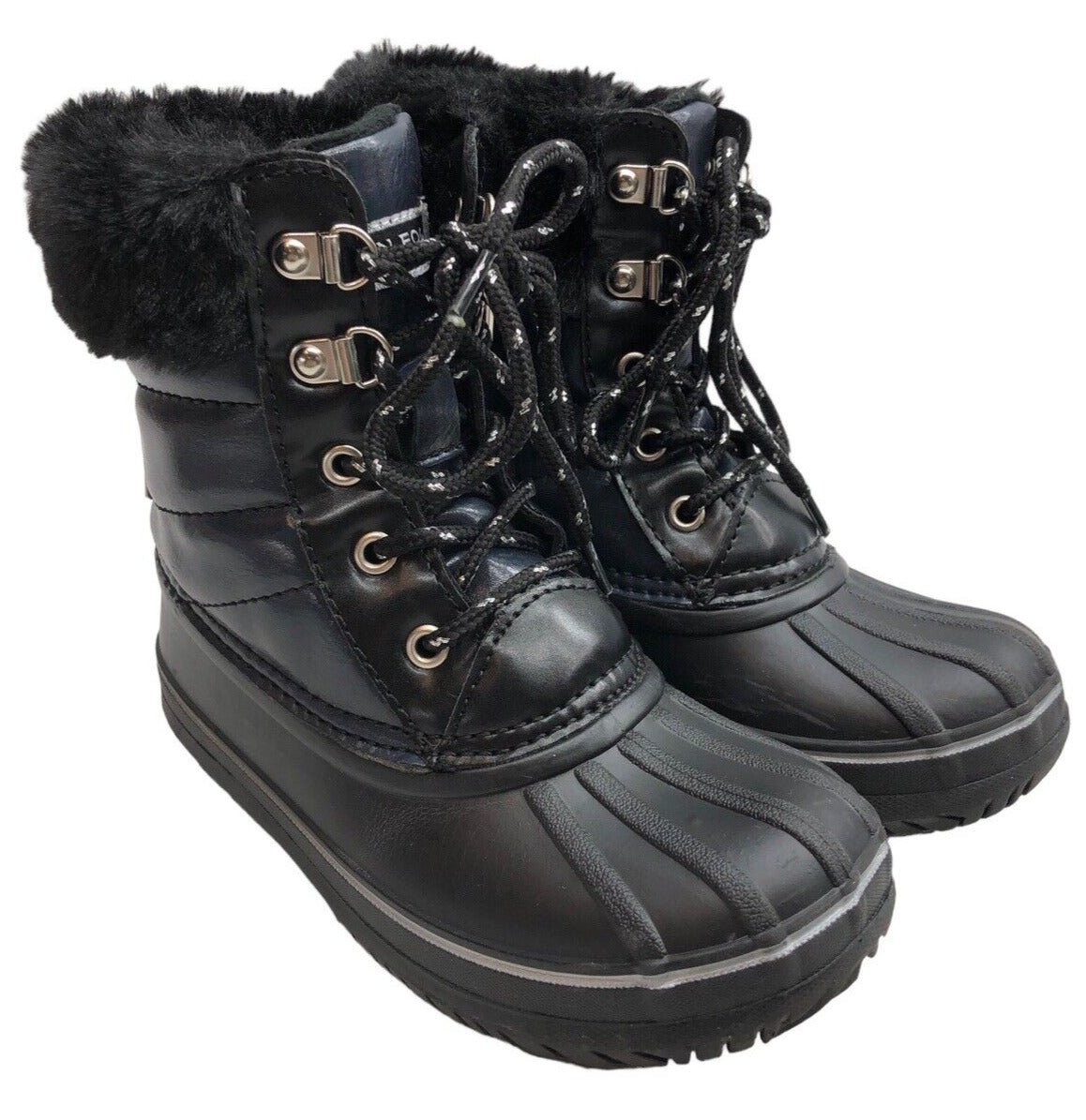 LONDON FOG Girls Size 12 Bell Court Cold Weather Warm Lined Snow Boot Black