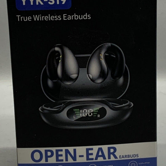 Open Ear Clip On Headphone Bluetooth 5.3 Wireless Earbud 4 HD Mic Earphone Black