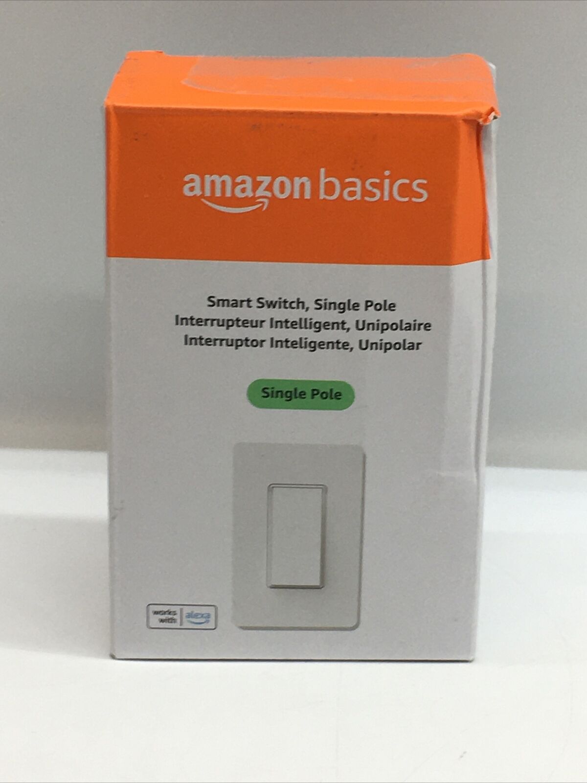 Basics Single Pole Smart Switch Neutral Wire Required, 2.4 Ghz WiFi White 1 Pole