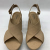 Clarks Women's Annadel Eirwyn Wedge Sandal Size 6.5 Wide Sand Beige Open Toe