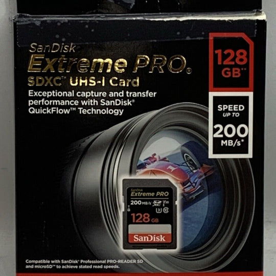 SanDisk Extreme PRO 128GB UHS-I U3 SDXC 200MB/s 4K Memory Card SDSDXXD-128G