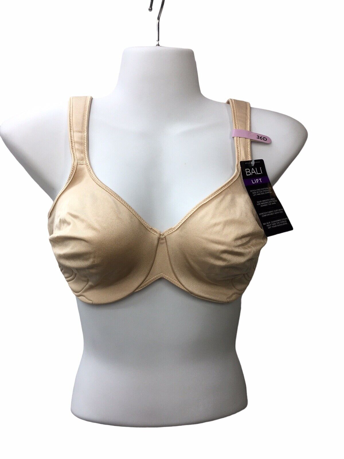 Bali Women's Live it Up Seamless Underwire Bra 3353 Size 36D Stretch Soft Taupe