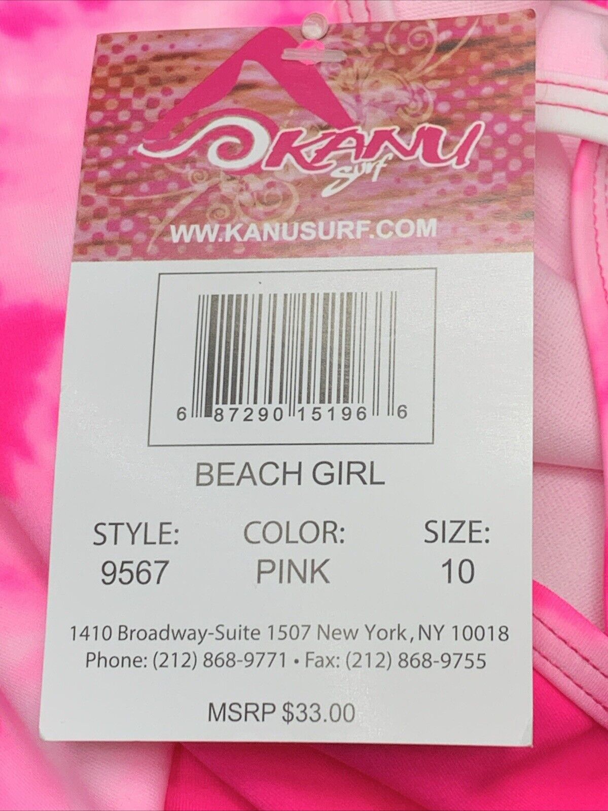 Kanu Surf Girls Beach Girl Sport Two- Piece UPF 50+ Banded Tankini Pink Size 10