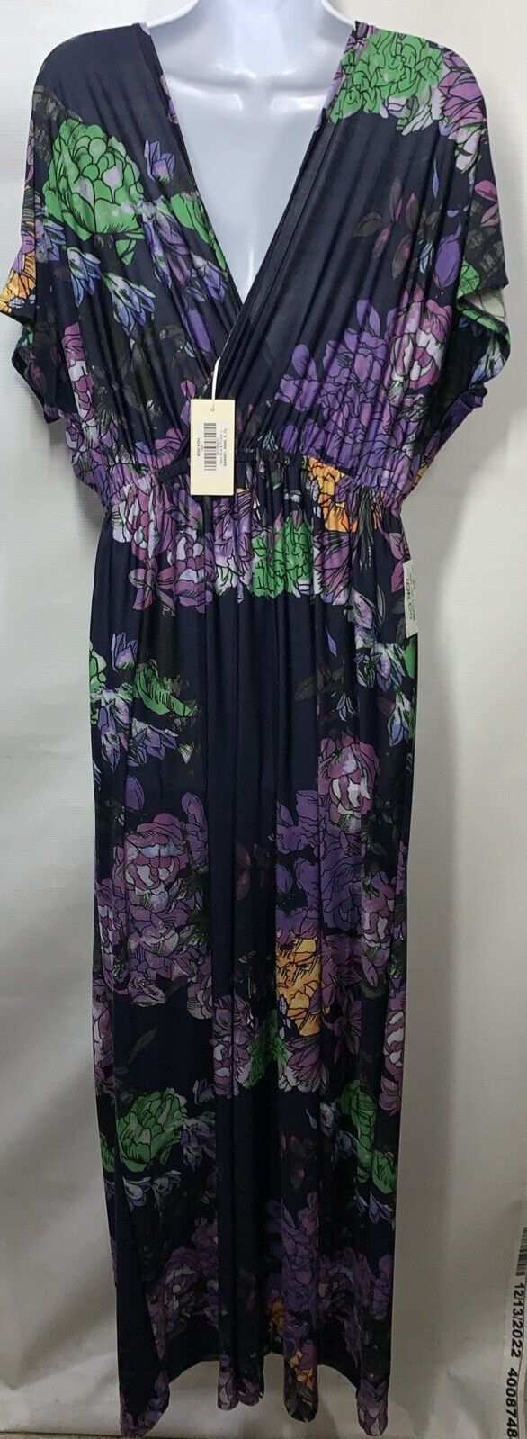 KOH KOH Women Long Floral Print Modest Flowy Summer Maxi Dress Size Large V-neck