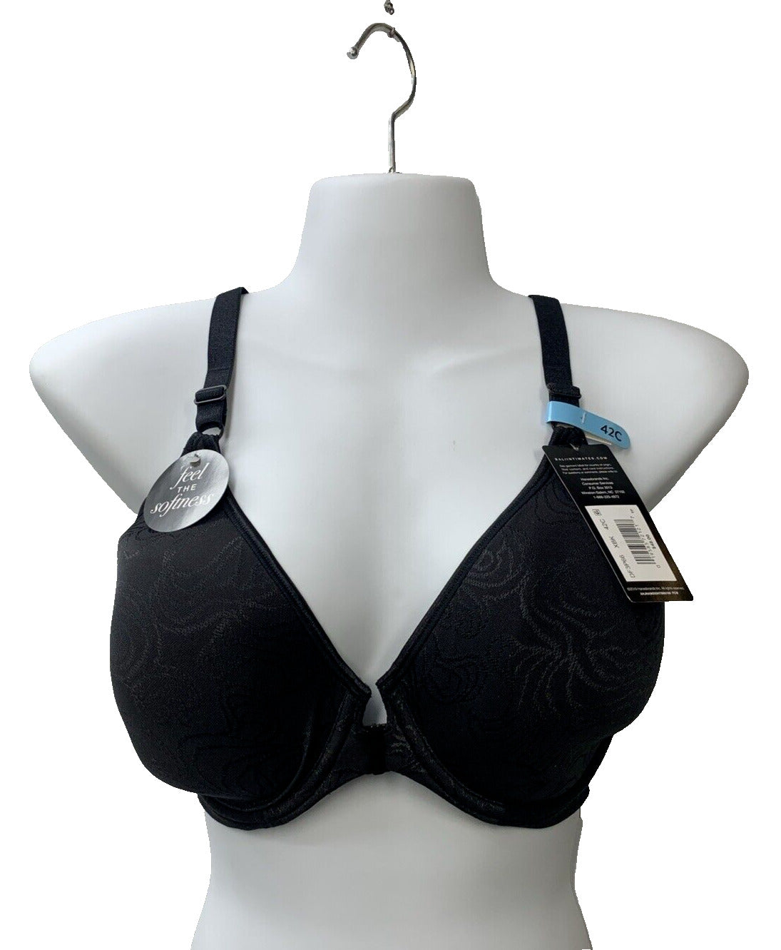 Bali Womens Bra sz 42C Dark Charcoal Gray/Black Underwire Racerback DF3P66-XBK