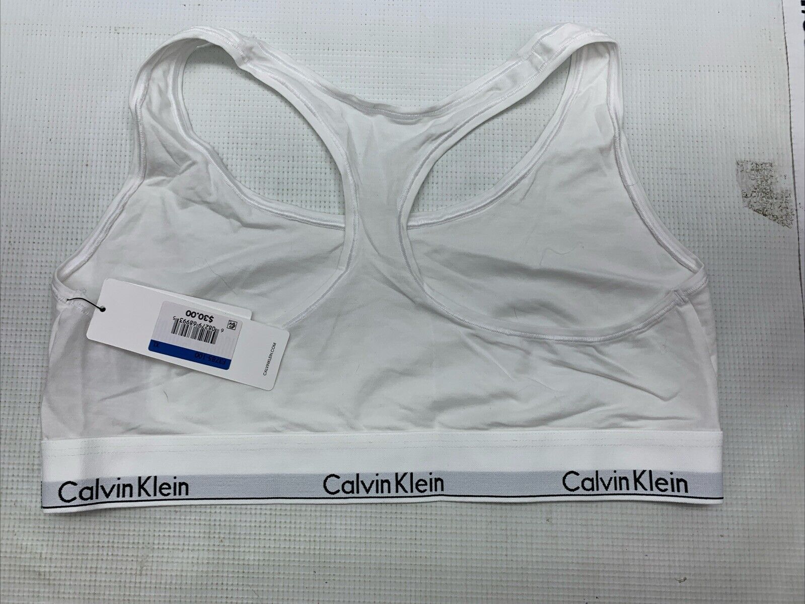 Calvin Klein Unlined Bralette F3785-100 XL White Lightweight Wirefree Pull-on