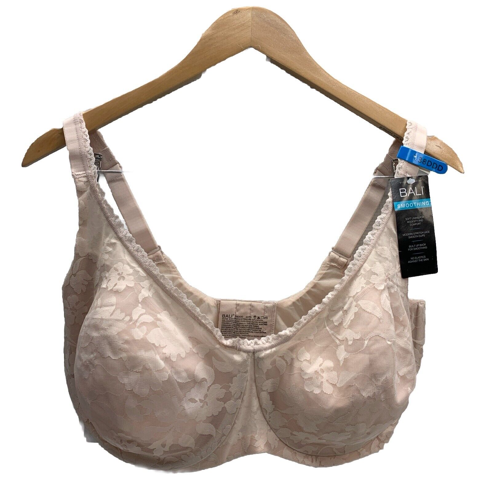 Bali Womens Passion For Comfort Smooth Lace Bra Underwired DF6590 Size 38DDD