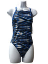 Speedo Women's Wave Wall Crossback Swimsuit Onepiece Swimwear Size 12/38 Blue