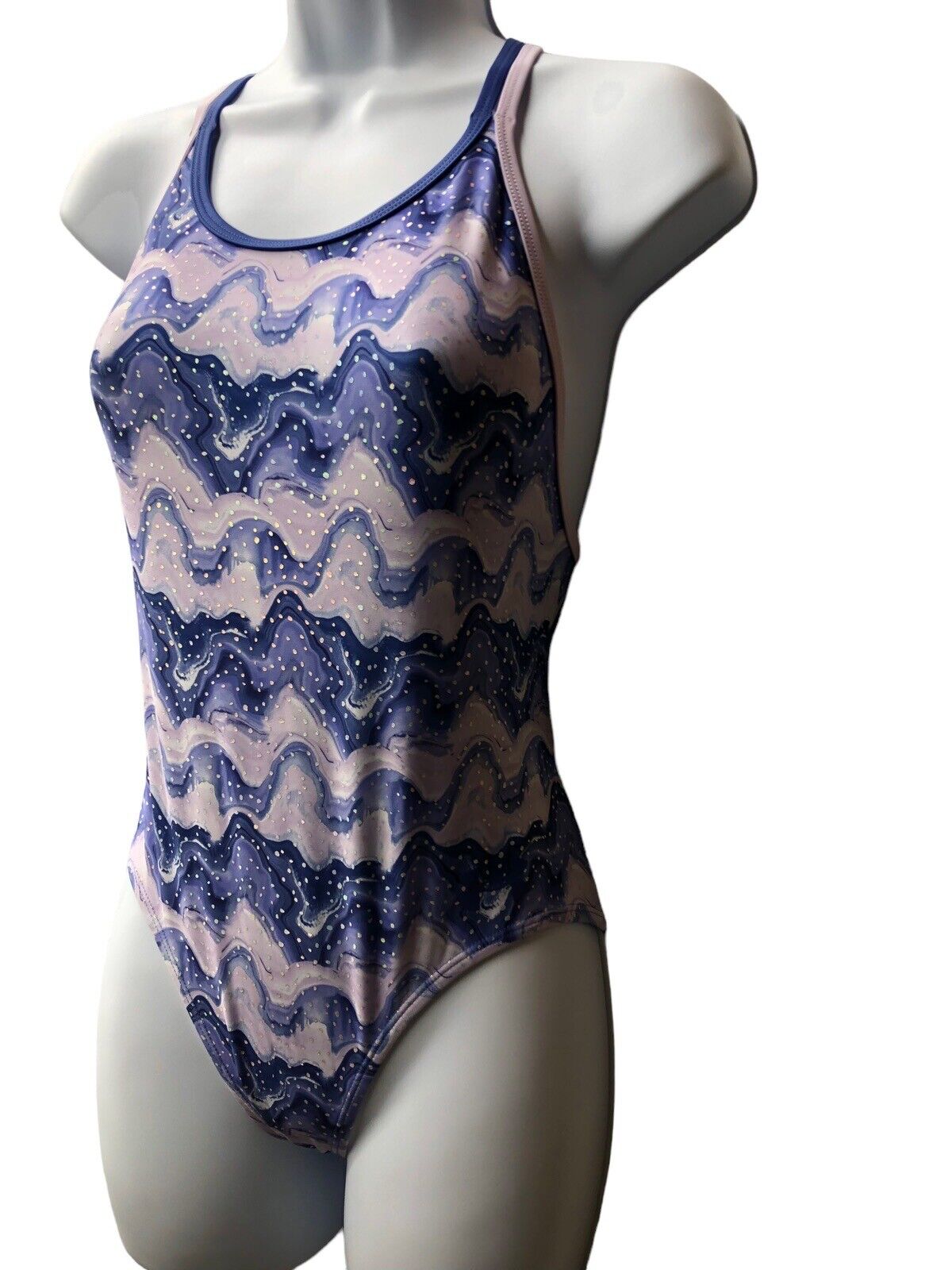 Under Armour One Piece Swimsuit Girls Size 12 Nebula Purple Waves UASGK11S-530