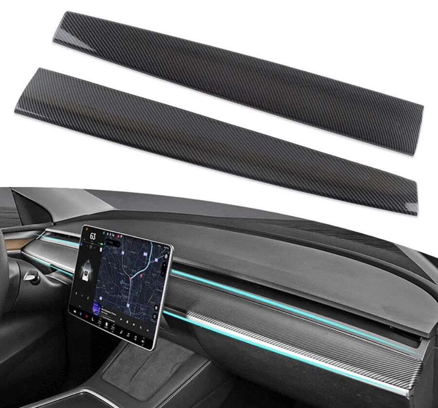 ShowEv Tesla Model Y Dashboard Cover Matte Carbon Fiber Pattern Dash Cover Wrap-