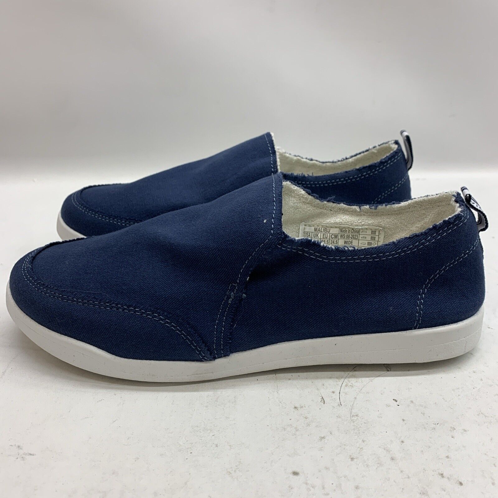 Vionic Beach Sneakers Malibu Womens 8W Navy Blue Canvas Slip-on Shoes Casual