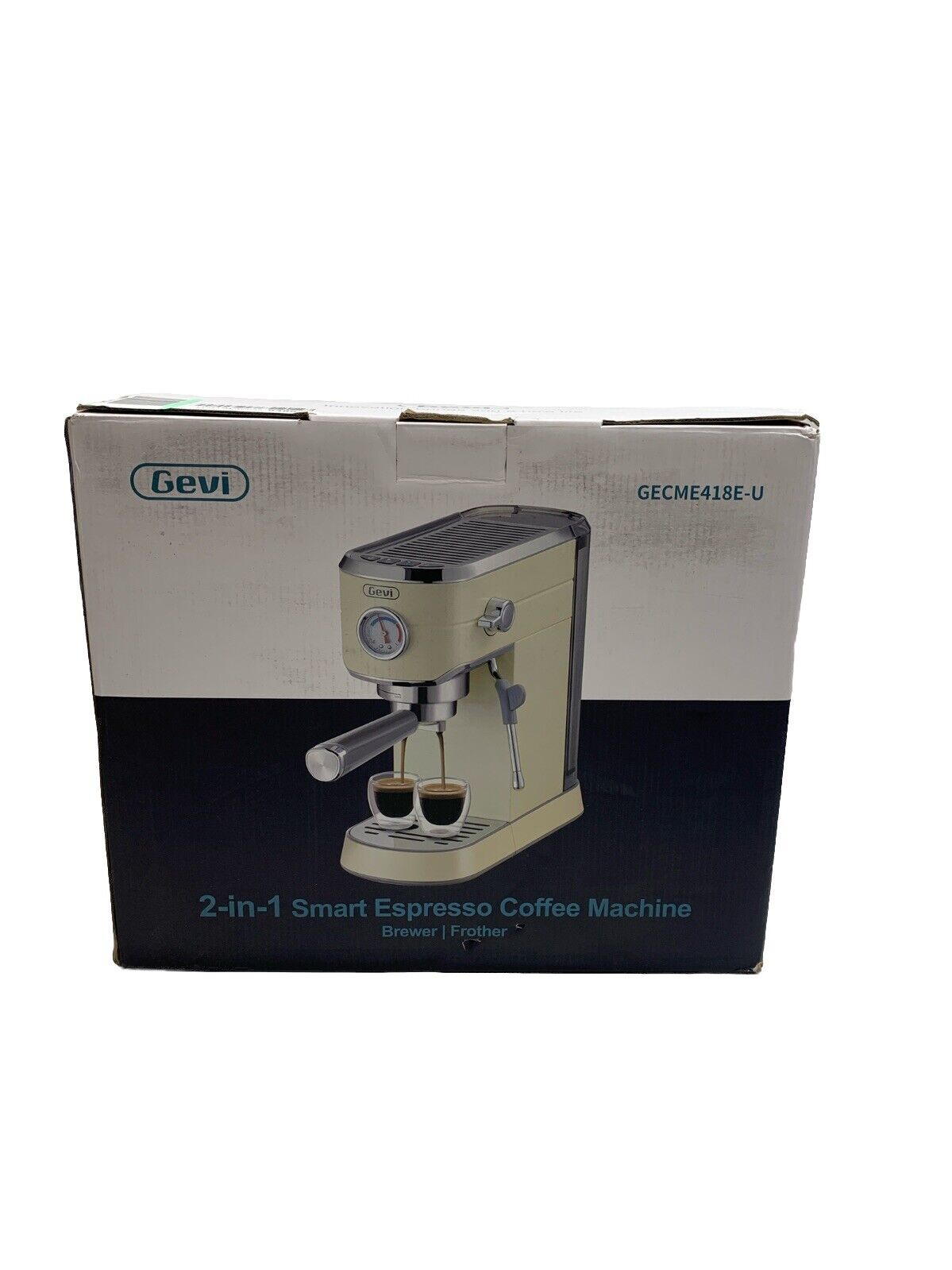 GEVI 2 in 1 Smart Espresso Coffee Machine GECME418E-U Cream Brewer Frother