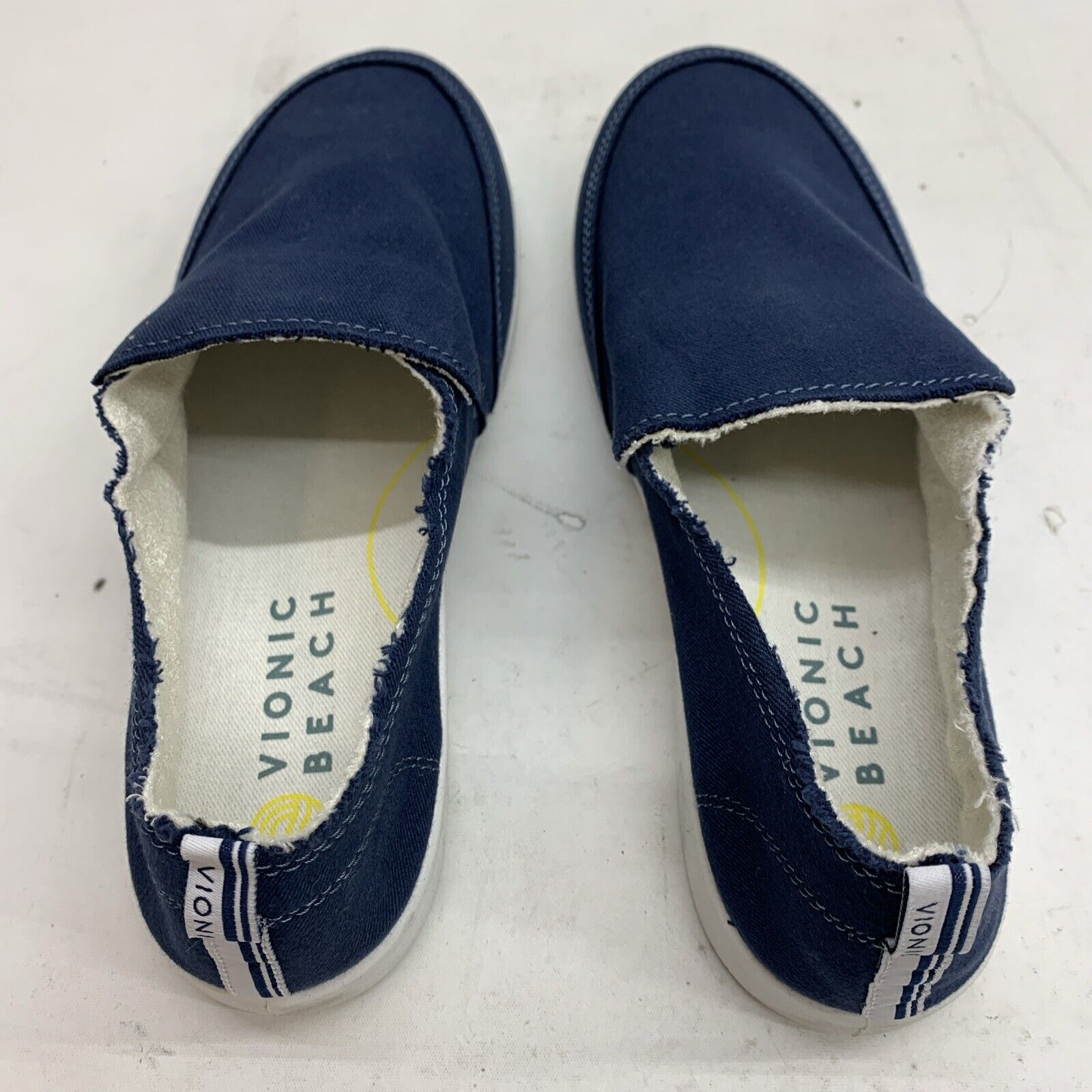 Vionic Beach Sneakers Malibu Womens 8W Navy Blue Canvas Slip-on Shoes Casual