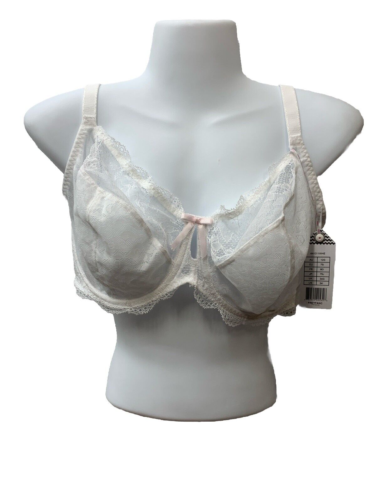 Freya Womens Fancies Underwire Plunge Bra Sheer Unlined Lace AA1011WHE White 34I