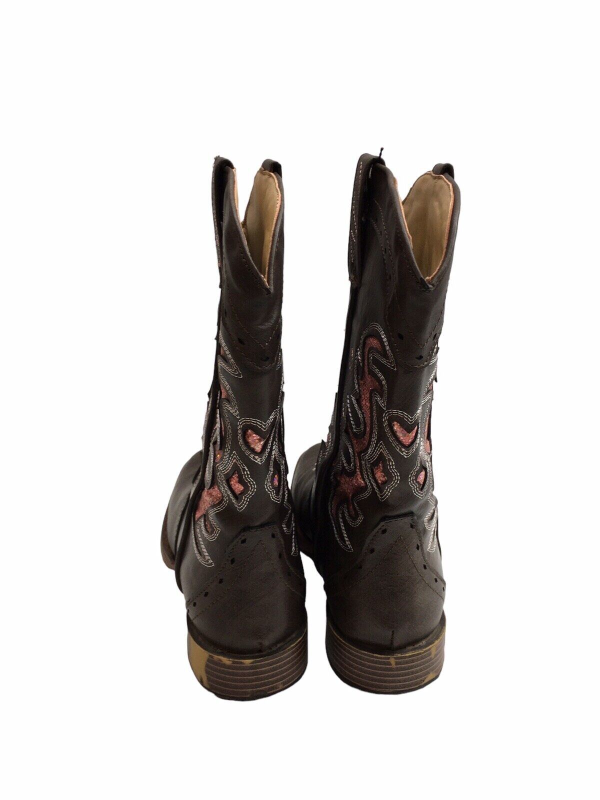 Roper Lexi Rhinestone Square Toe Cowboy  Youth Girls Brown Casual Boots Size 3