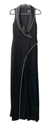 ADRIANNA PAPELL Womens Black Sleeveless Pearl Crepe Evening Wide Leg Jumpsuit 4