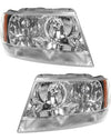 Headlights Headlamps Left & Right Pair Set For 1999-2004 Jeep Grand Cherokee