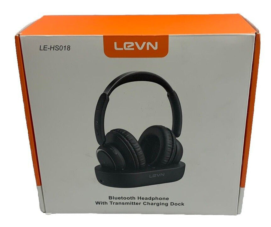 LEVN LE-HS018 Black Wireless Bluetooth Over Ear Headphones Headset TV Watching