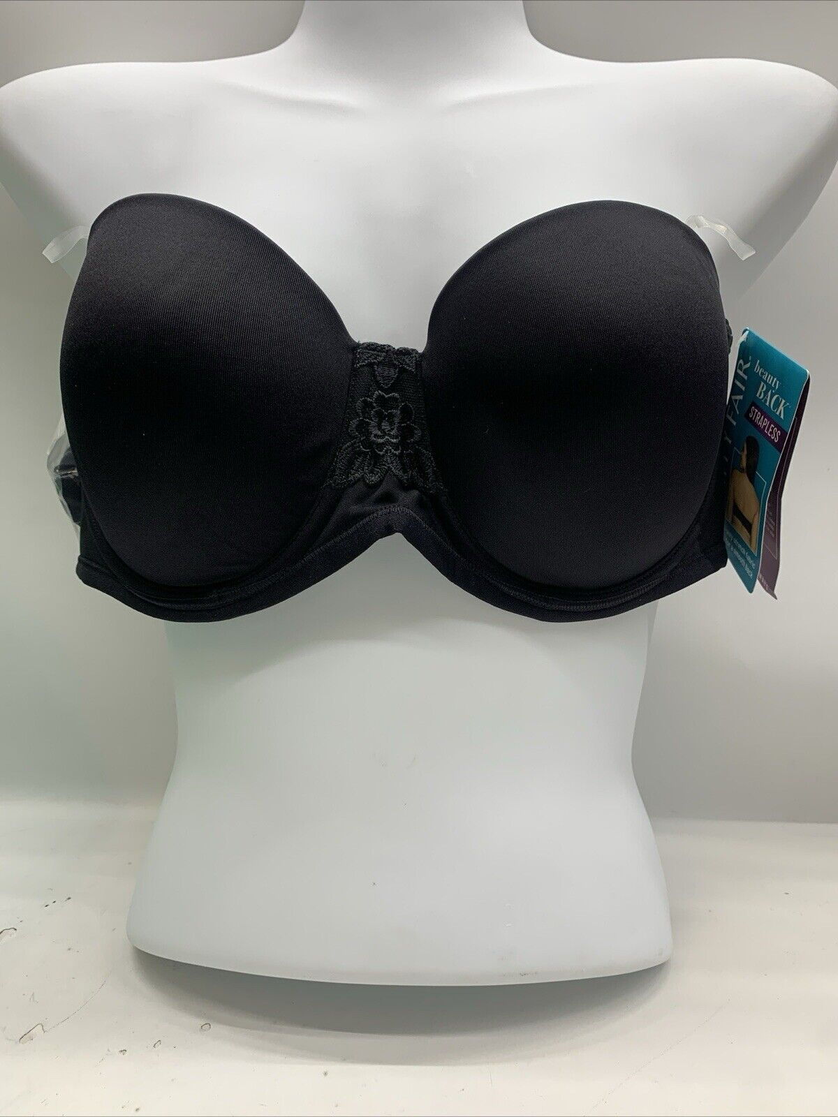 Vanity Fair 74380 Beauty Back Full Figure Strapless Bra 36C Black 4 way Stretch