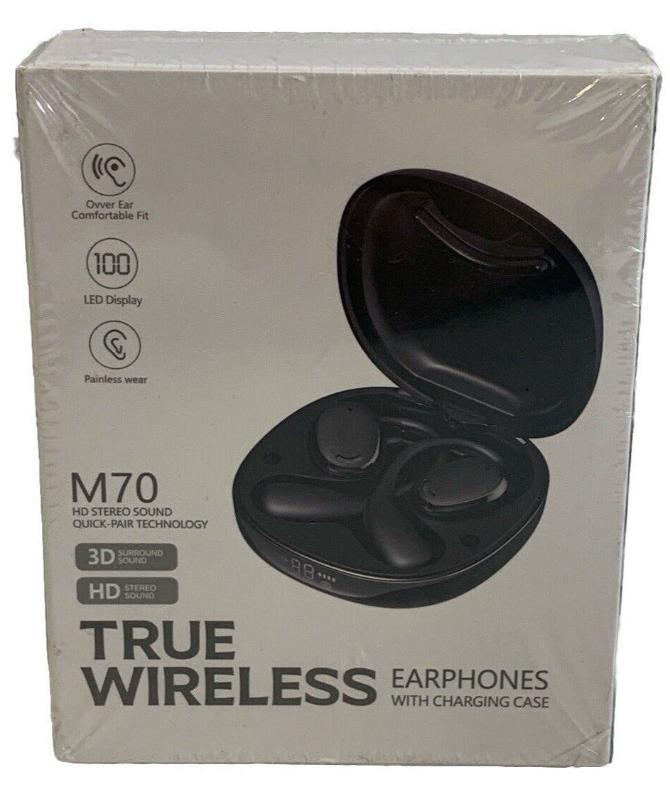 True Wireless Earphones With Charging Case M70 HD Stereo Sound Black Bluetooth