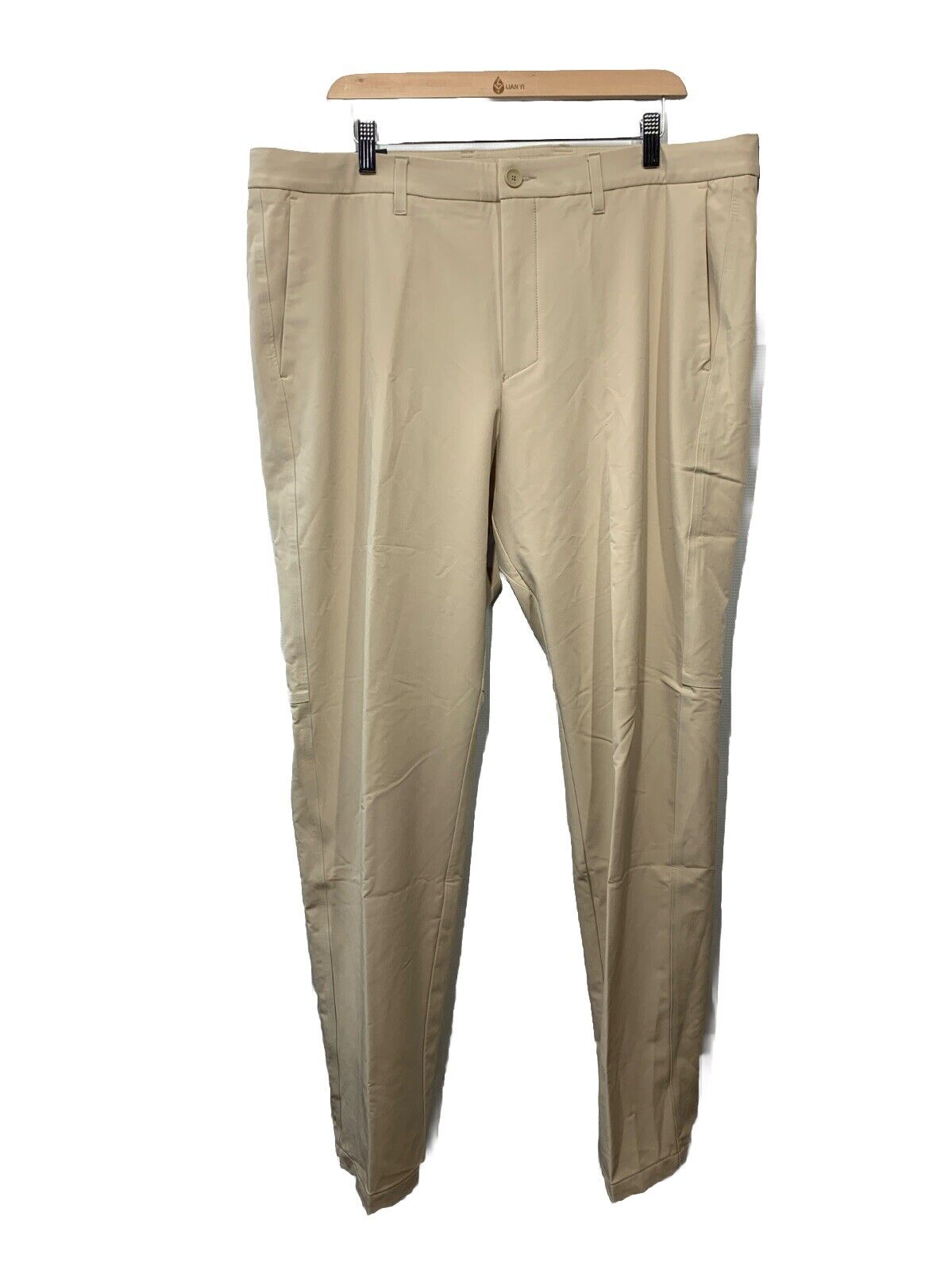 BOSS Men's Tapered Fit Cotton Blend Trousers Size 40 Long Pants Beige 50495487