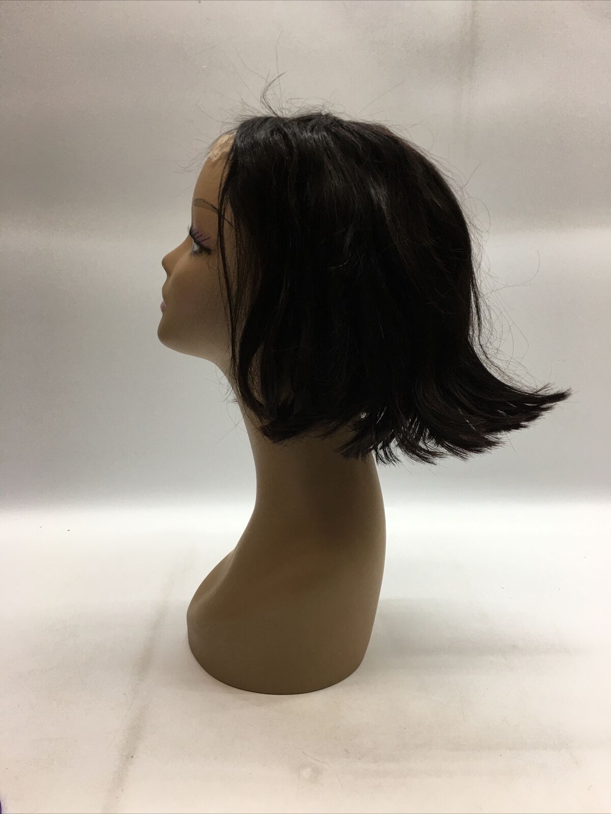 Dark Rich Brown Bob Style Wig Lace Front Straight Synthetic Short