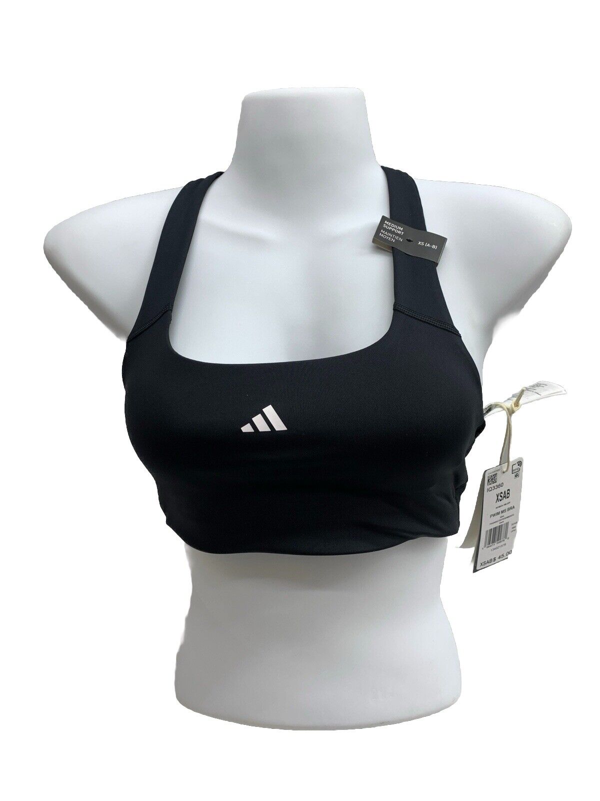 adidas Women's Power impact Training Support Sports Bra Black/White Size XS/AB