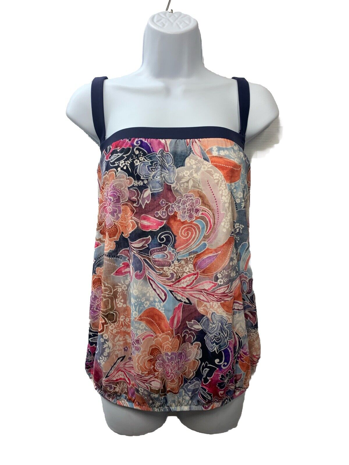 MAXINE OF HOLLYWOOD Floral Bandeau Tankini Tank Swim Top MW4DY66 Lined 16W